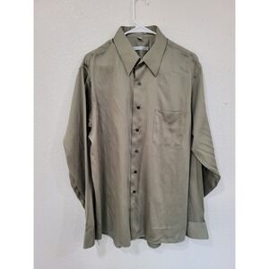 Geoffrey Beene Wrinkle Free Button Down Shirt Long Sleeve Green XL‎ 17 36/37 #9